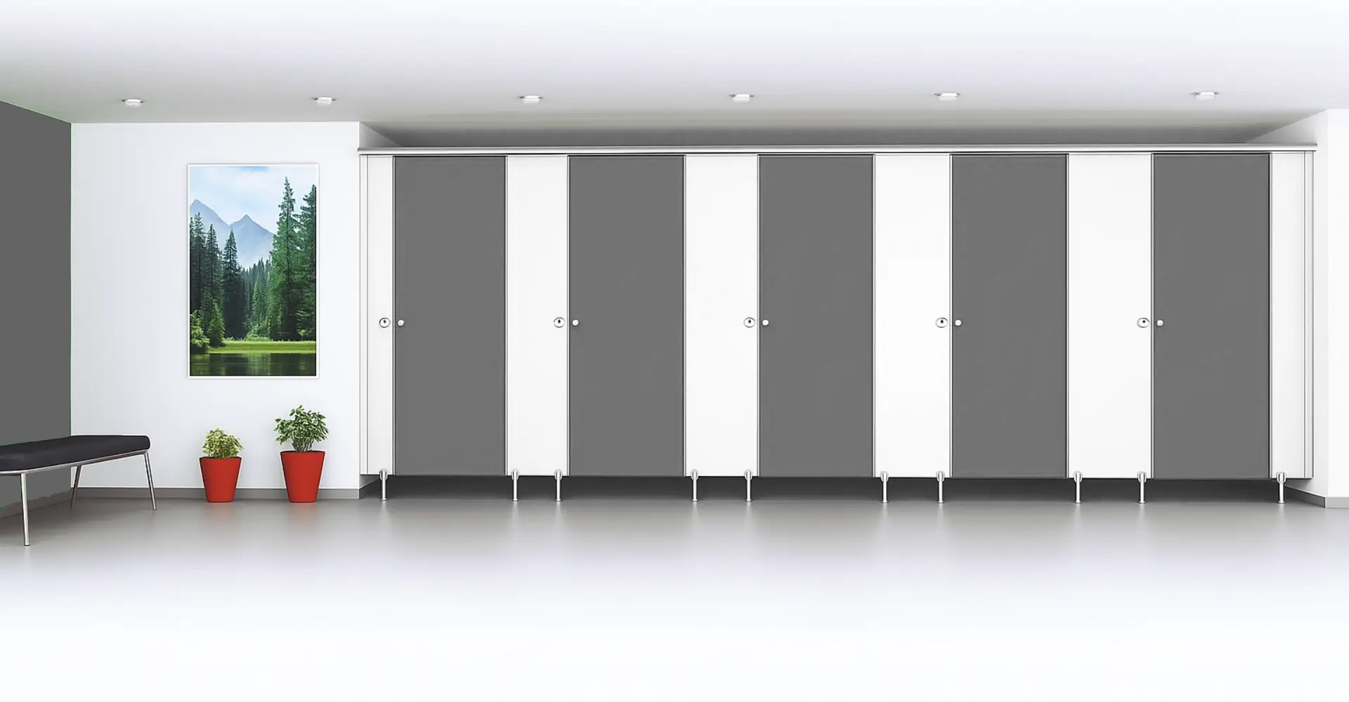Compact laminate restroom cubicle partition